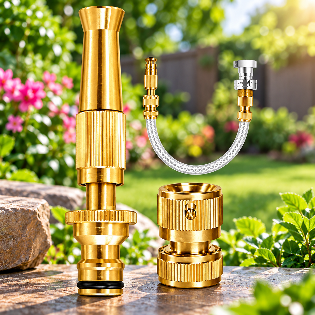 Nozzle Water Spray Gun Water Jet Hose Nozzles Hose Pipe Spray Gun, 1/2" Hose Pipe Jet Adjustable Pressure