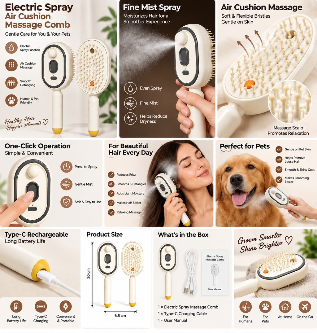 Electric Spray Air Cushion Massage Comb