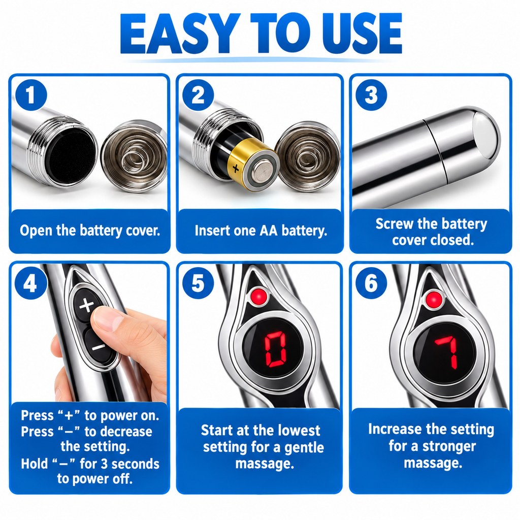 9-Level 3-in-1 Acupressure Massager Pen with FREE Massage Gel