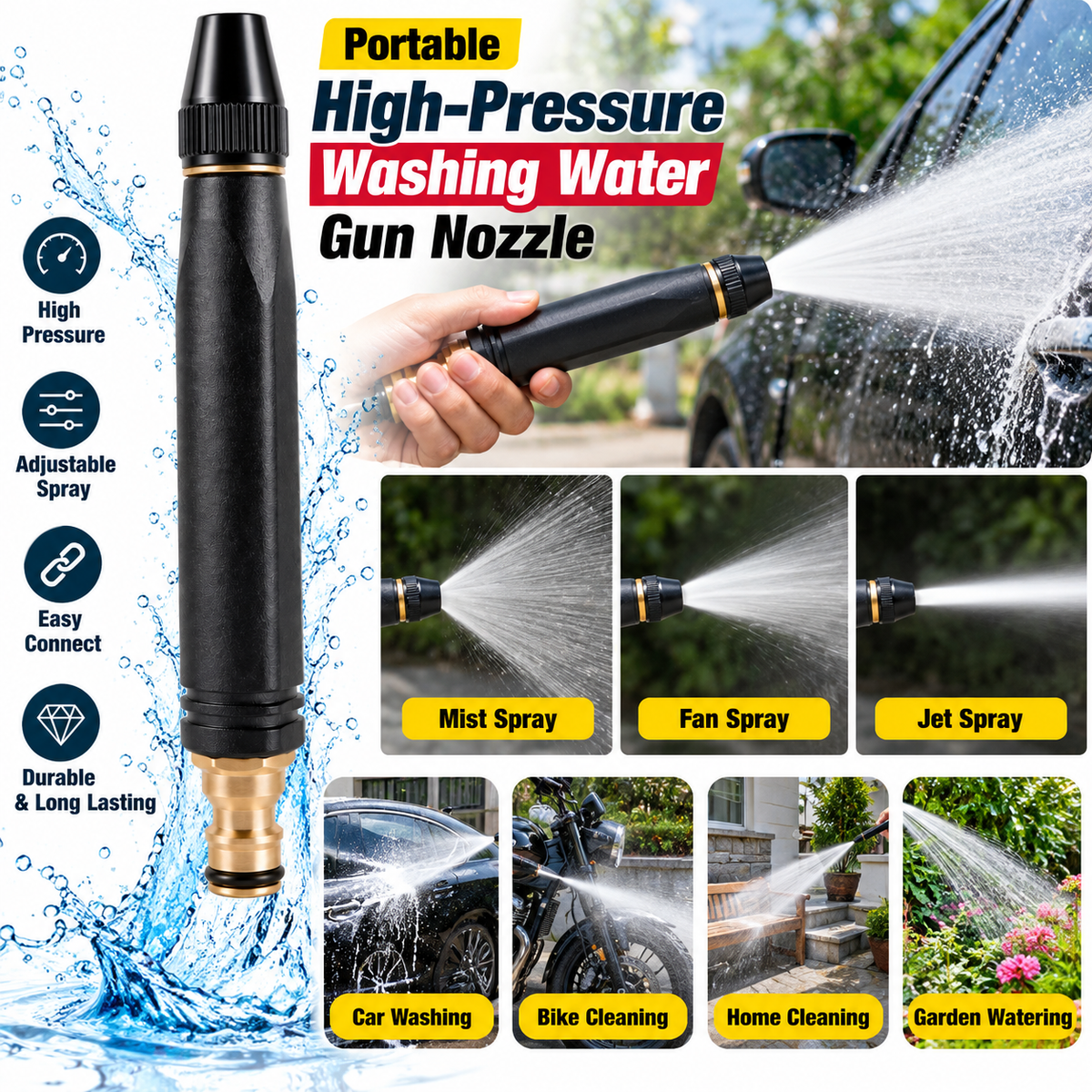 PowerJet  Adjustable High-Pressure Washing Nozzle