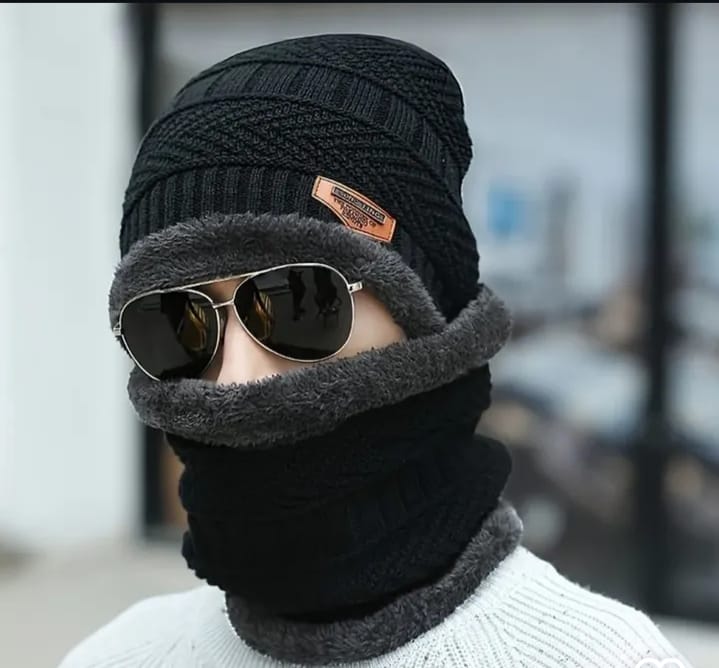 Premium Unisex Woolen Cap & Neck Warmer Set