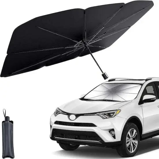 Car Sun Shade Windshield Foldable Car Front Window Sunshade Umbrella, Sun Protection & Heat Insulation Foldable Full Cover, Automotive Windshield Sunshades Fit Most Vehicles (Black).