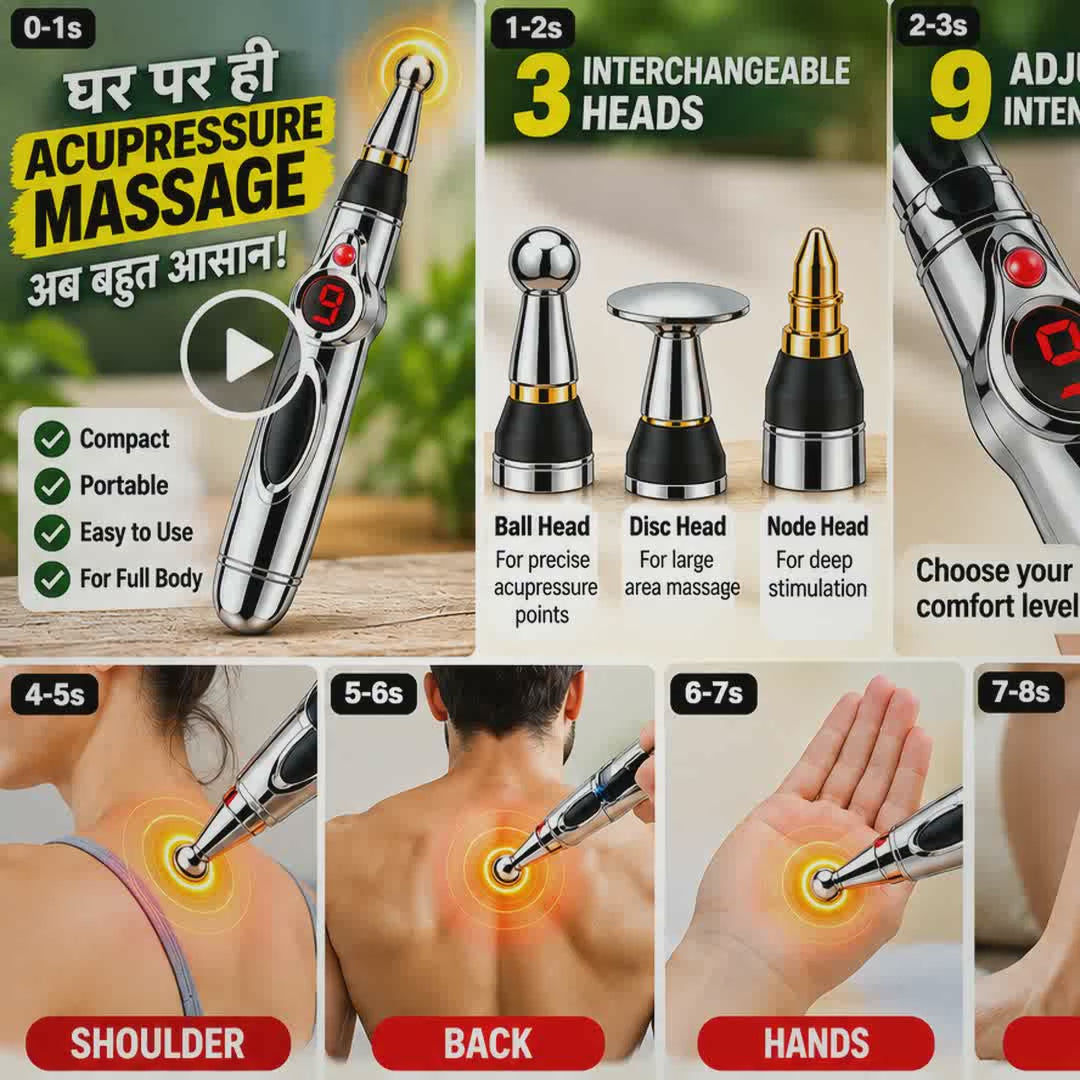 9-Level 3-in-1 Acupressure Massager Pen with FREE Massage Gel