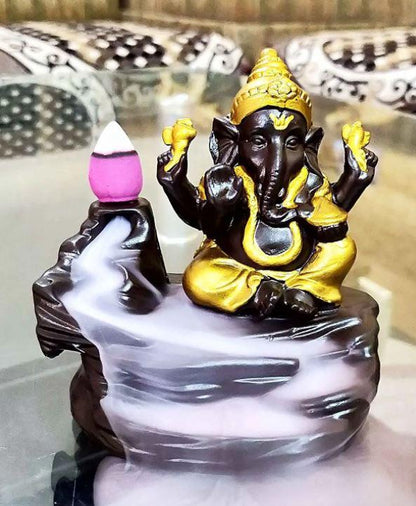 Handcrafted Meditation Monk Ganesha Smoke Backflow Cone Incense holder - Premium  from Mystical9 - Just Rs 550 /- Shop now at Mystical9.com