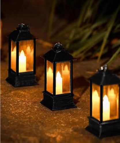 Decorative Lanterns Hanging Lantern with Flashing Led Pillar Candles Battery Operated(Pack Of 3) - Premium  from Mystical9 - Just Rs 830 /- Shop now at Mystical9.com