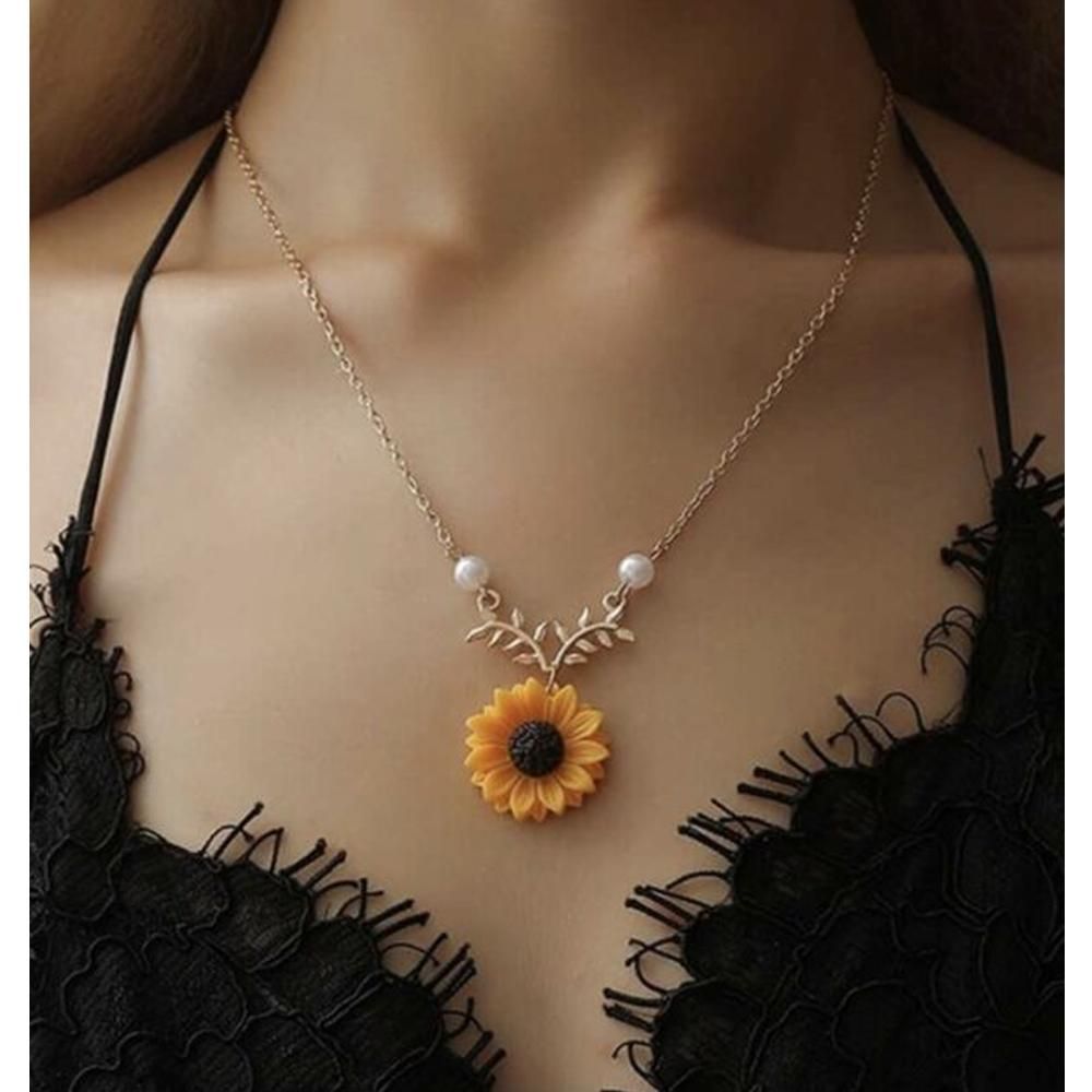 Sunflower Necklace For Women & Girls - Premium  from Mystical9 - Just Rs 596 /- Shop now at Mystical9.com