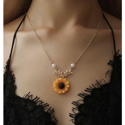 Sunflower Necklace For Women & Girls - Premium  from Mystical9 - Just Rs 596 /- Shop now at Mystical9.com