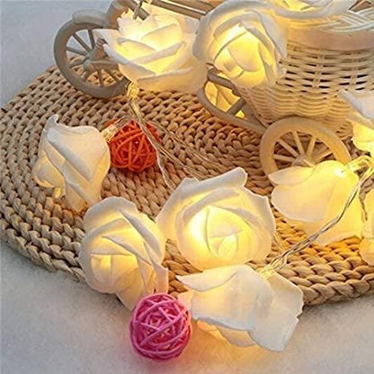 Rose Flower Led Serial String Lights - |10 Feet 14 Led Rose Lights for Home Decoration Indoor Outdoor(Warm White Plug-in) - Premium  from Mystical9 - Just Rs 700 /- Shop now at Mystical9.com