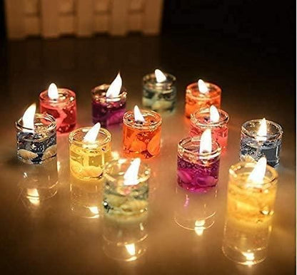 Multicolour Smokeless Decorated Mini Cute Glass Jelly Gel Candles (Pack of 12 Pcs) - Premium  from Mystical9 - Just Rs 600 /- Shop now at Mystical9.com