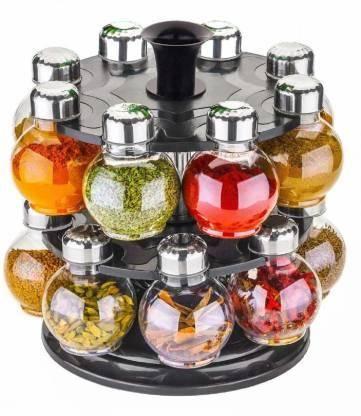 360 Degree Revolving Round Shape Transparent Spice Rack - Premium  from Mystical9 - Just Rs 1080 /- Shop now at Mystical9.com