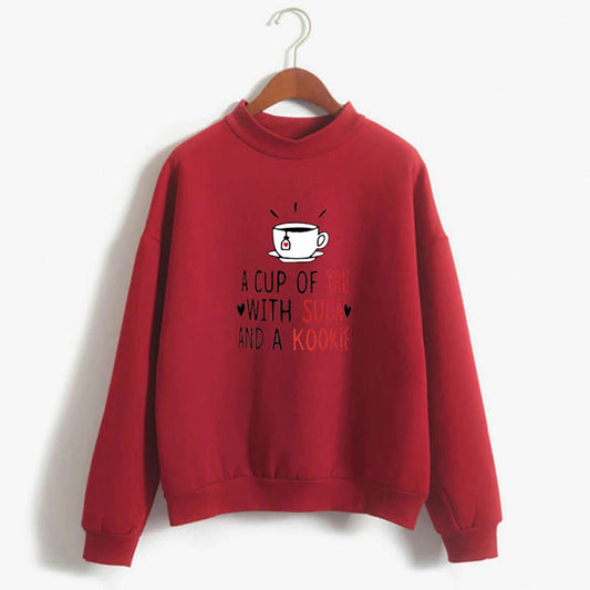 Popster Red Printed Fleece Hoody Regular Fit Long Sleeve Womens Sweatshirt - Premium  from Mystical9 - Just Rs 800 /- Shop now at Mystical9.com