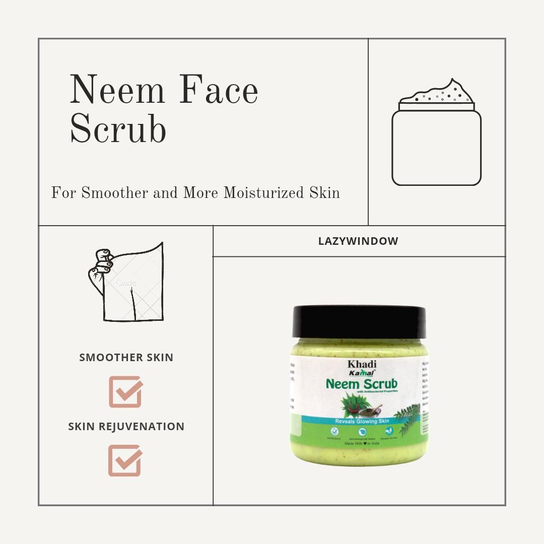 Khadi Kamal Herbal 100 Pure Natural & Organic Neem Face Scrub For Men And Women 180ml Pack of 5 - Premium  from Mystical9 - Just Rs 875 /- Shop now at Mystical9.com