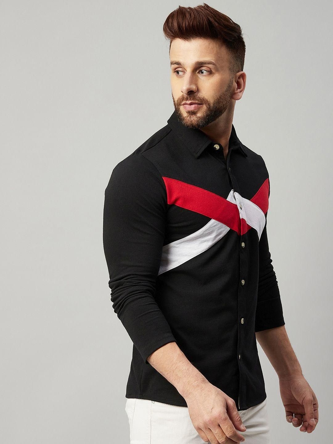 Cotton Blend Color Block Full Sleeves Regular Fit Mens Casual Shirt - Premium  from Mystical9 - Just Rs 700 /- Shop now at Mystical9.com