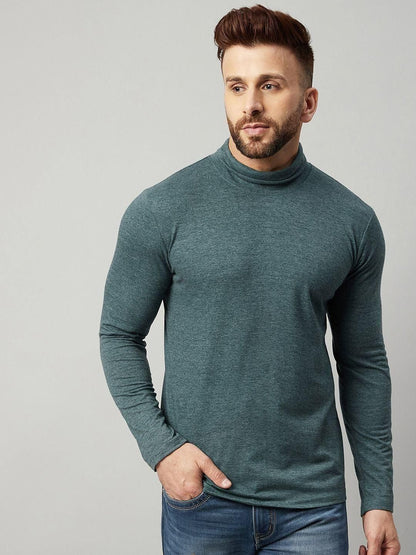 Cotton Blend Solid Full Sleeves Mens Stylish Neck T-Shirt - Premium  from Mystical9 - Just Rs 669 /- Shop now at Mystical9.com