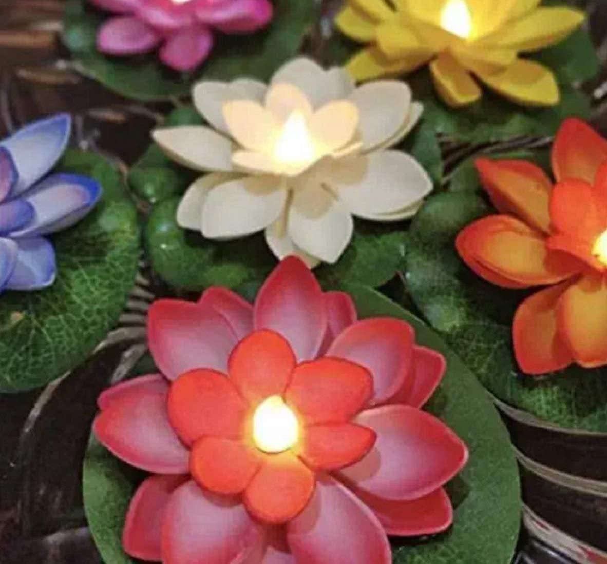 Lotus Flower Floating Diya Set with Water Sensor (Set of 6) - Premium  from Mystical9 - Just Rs 870 /- Shop now at Mystical9.com