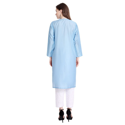 Women Chikankari Chanderi Silk Straght Kurti - Premium  from Mystical9 - Just Rs 780 /- Shop now at Mystical9.com