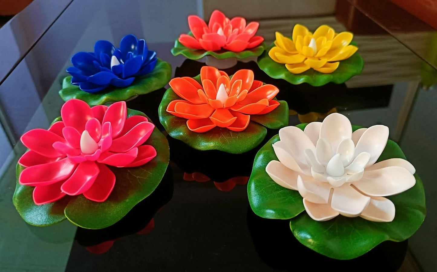 Lotus Flower Floating Diya Set with Water Sensor (Set of 6) - Premium  from Mystical9 - Just Rs 870 /- Shop now at Mystical9.com