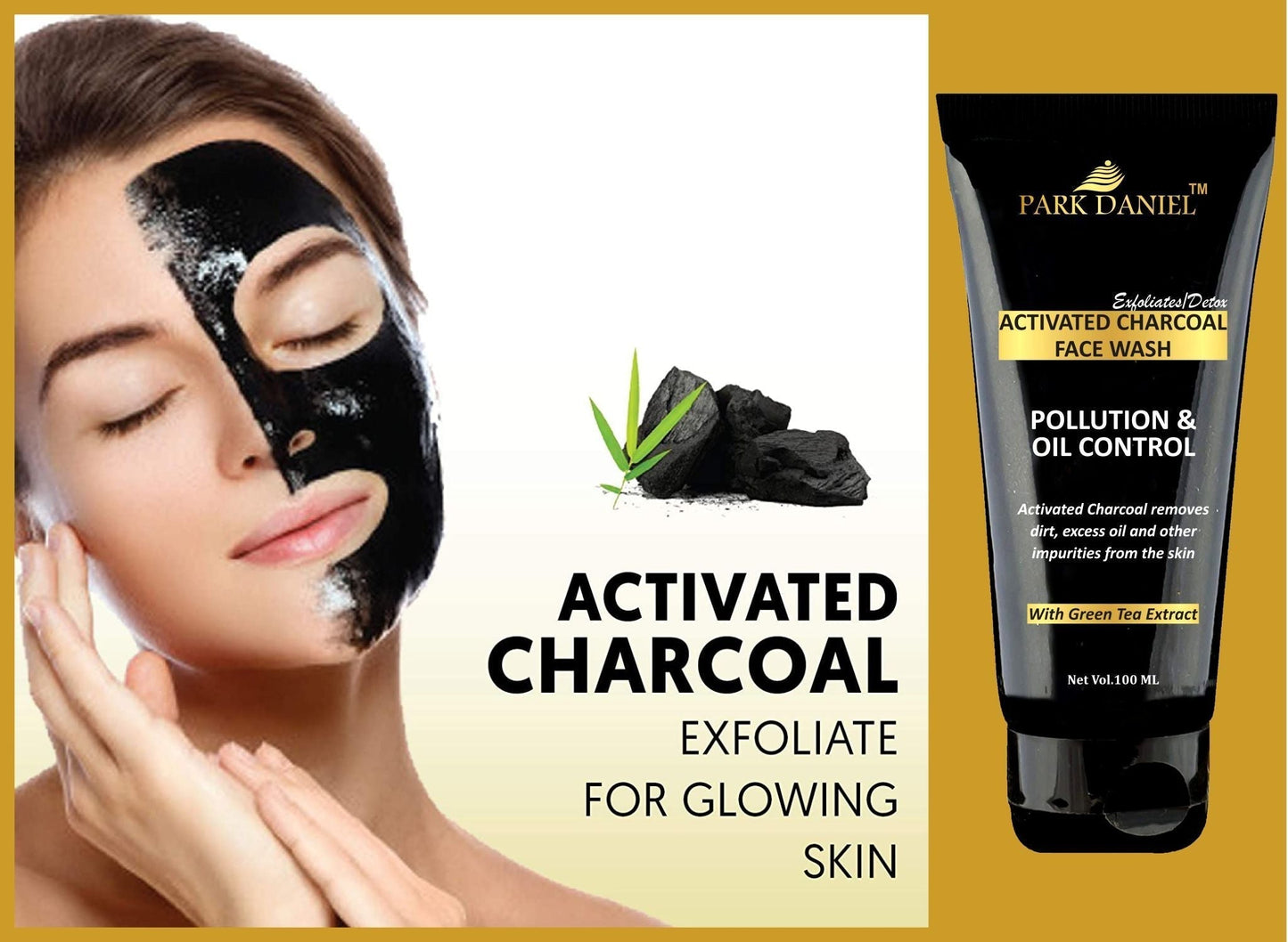 Park Daniel Activated Charcoal Face Wash -Pollution & Oil Control- To Remove Dirt, Excess Oil (100 ML), Black - Premium  from Mystical9 - Just Rs 500 /- Shop now at Mystical9.com