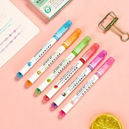 Linear Roller Color Pens Highlighters with 6 Different Curve Shapes (Set of 6) - Premium  from Mystical9 - Just Rs 600 /- Shop now at Mystical9.com