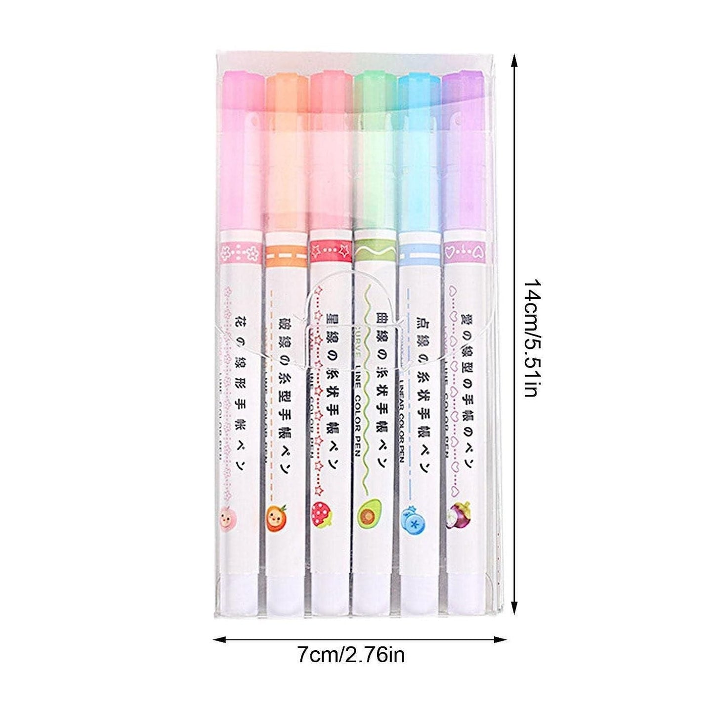 Linear Roller Color Pens Highlighters with 6 Different Curve Shapes (Set of 6) - Premium  from Mystical9 - Just Rs 600 /- Shop now at Mystical9.com