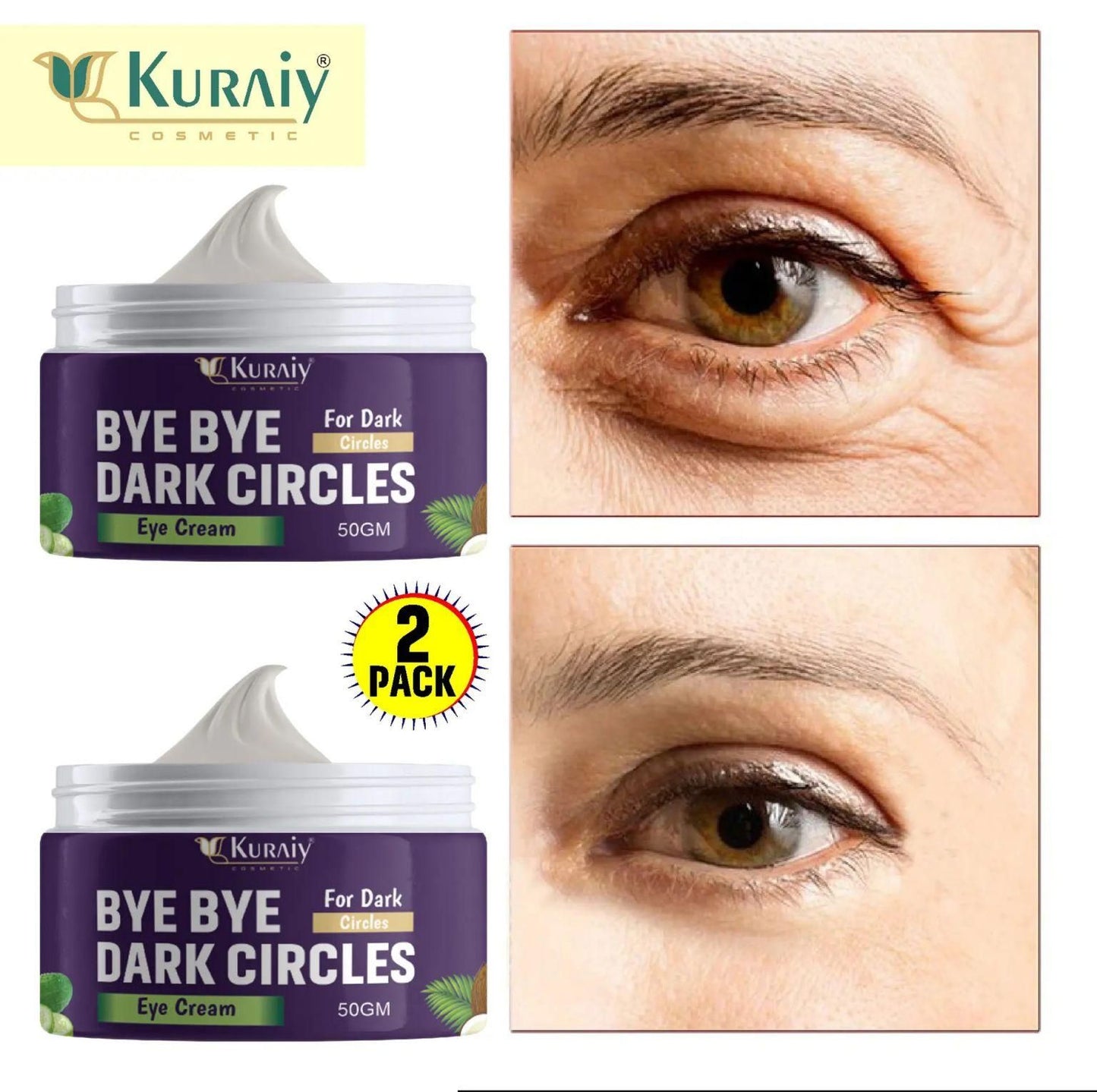 Under Eye Cream to Reduce Dark Circles, Puffiness and Fine Lines with Chia Seed Oil, Coffee Oil, Vitamines E & B3 (50 g) - Premium  from Mystical9 - Just Rs 560 /- Shop now at Mystical9.com