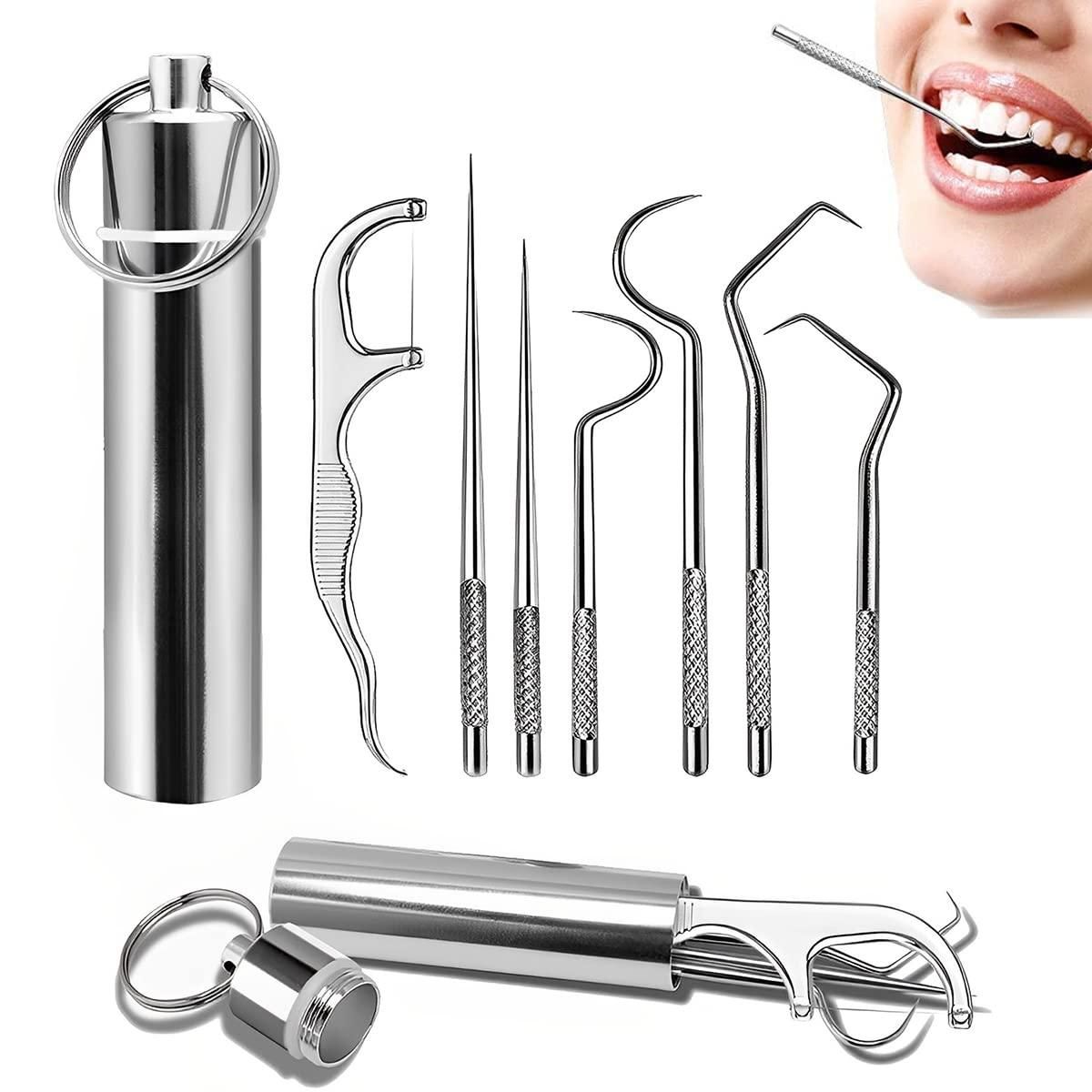 Dental Tools, 7 in 1 Stainless Steel Teeth Cleaning Tool Kit - Premium  from Mystical9 - Just Rs 650 /- Shop now at Mystical9.com