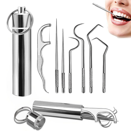 Dental Tools, 7 in 1 Stainless Steel Teeth Cleaning Tool Kit - Premium  from Mystical9 - Just Rs 650 /- Shop now at Mystical9.com