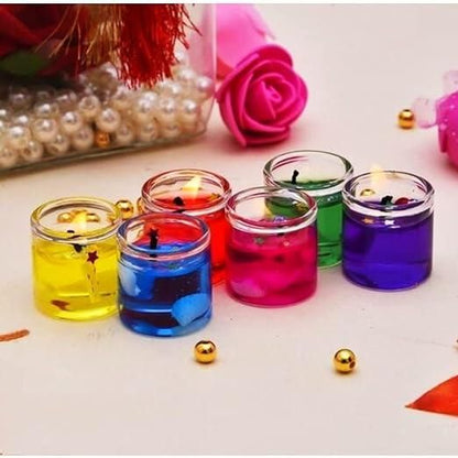 Multicolour Smokeless Decorated Mini Cute Glass Jelly Gel Candles (Pack of 12 Pcs) - Premium  from Mystical9 - Just Rs 600 /- Shop now at Mystical9.com