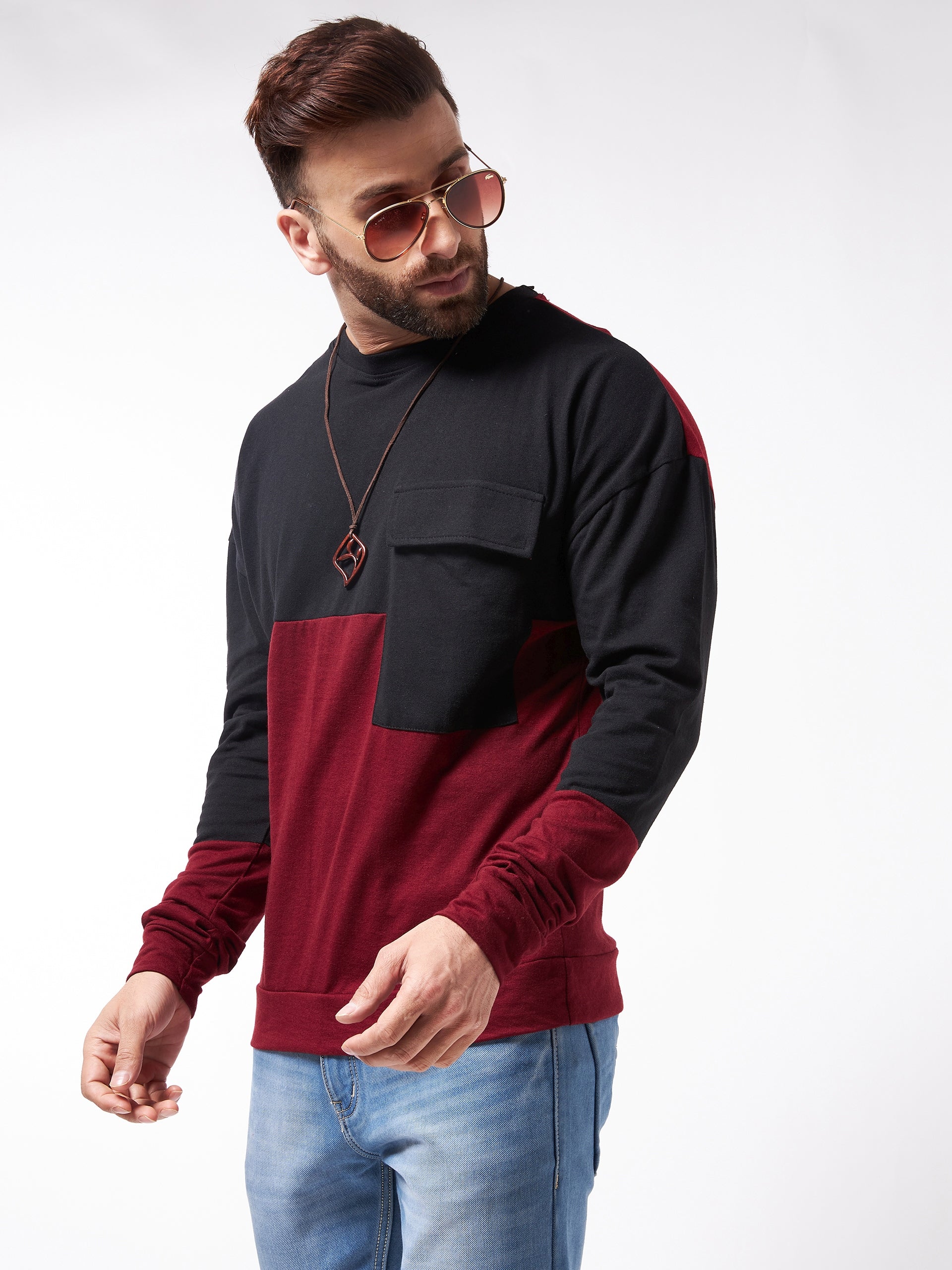 Cotton Blend Color Block Regular Fit Full Sleeves Men's Tshirt - Premium  from Mystical9 - Just Rs 663 /- Shop now at Mystical9.com