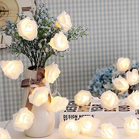 Rose Flower Led Serial String Lights - |10 Feet 14 Led Rose Lights for Home Decoration Indoor Outdoor(Warm White Plug-in) - Premium  from Mystical9 - Just Rs 700 /- Shop now at Mystical9.com