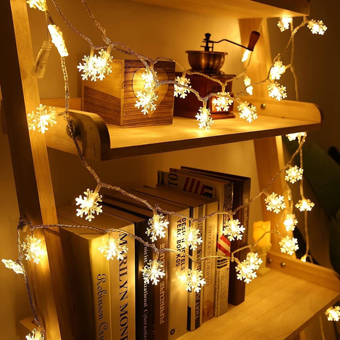 14 LED Snow Flake Fairy Lights Waterproof Indoor Outdoor for Decoration (Warm White) - Premium  from Mystical9 - Just Rs 650 /- Shop now at Mystical9.com