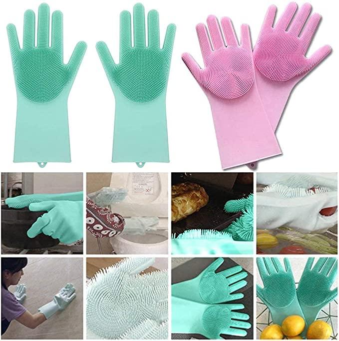 Gloves Magic Silicone Dish Washing Gloves for Kitchen (Pair of 1) - Premium  from Mystical9 - Just Rs 630 /- Shop now at Mystical9.com