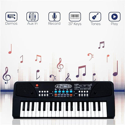 37 Keys Piano Keyboard Toy with Microphone, USB Power Cable & Sound Recording Function Analog Portable Keyboard - Premium  from Mystical9 - Just Rs 1100 /- Shop now at Mystical9.com