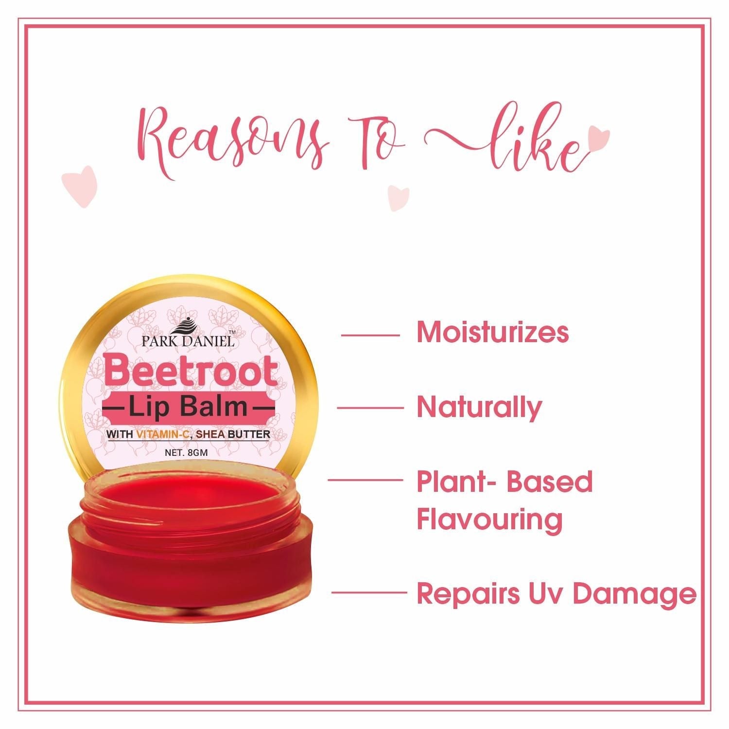 Park Daniel Premium Beetroot Lip Balm - Enriched With Vitamin E & Mango Butter- For Lightening the dark Lips, Lip Care for Dry & Chapped Lips(08 Gms) - Premium  from Mystical9 - Just Rs 400 /- Shop now at Mystical9.com