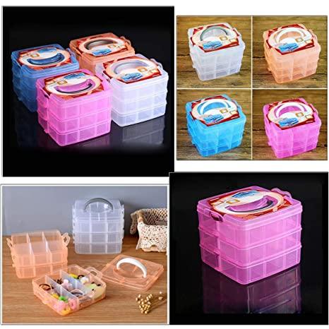 Plastic 3 Layer 18 Grid Cosmetic Storage Box for Home 1Pc - Premium  from Mystical9 - Just Rs 550 /- Shop now at Mystical9.com