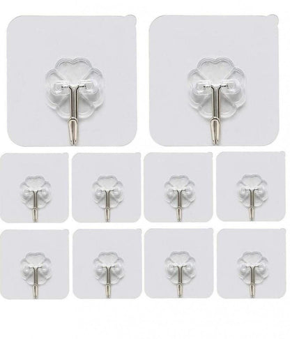 Hooks-Transparent Self Adhesive Hooks Hanger(Pack of 12) - Premium  from Mystical9 - Just Rs 625 /- Shop now at Mystical9.com