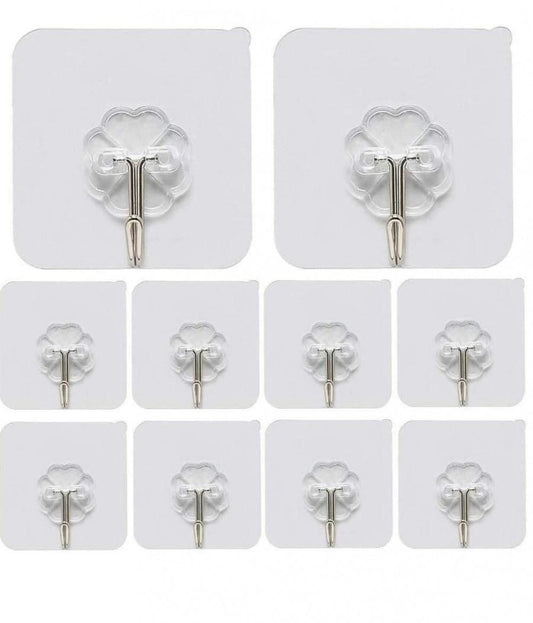 Hooks-Transparent Self Adhesive Hooks Hanger(Pack of 12) - Premium  from Mystical9 - Just Rs 625 /- Shop now at Mystical9.com