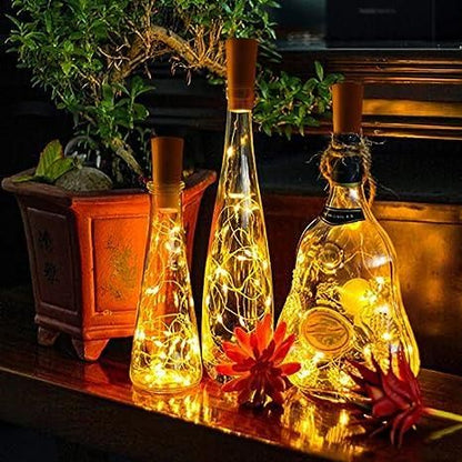 20 Led Wine Bottle Cork Copper Wire String Lights 2M Battery Operated (Warm White Pack Of 4) - Premium  from Mystical9 - Just Rs 600 /- Shop now at Mystical9.com