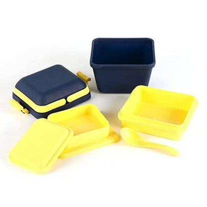 Airtight Lunch Box Set | 3 Compartment Tiffin with Handle & Push Lock | Plastic Tiffin Box for Travelling, School Kids & Office Exclusive - Premium  from Mystical9 - Just Rs 620 /- Shop now at Mystical9.com