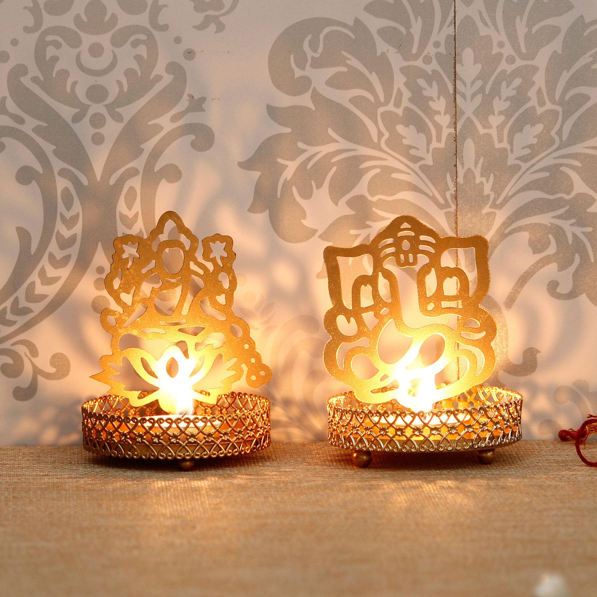 eCraftIndia Lord Ganesha and Laxmi Shadow Tea Light Holder - Premium  from Mystical9 - Just Rs 690 /- Shop now at Mystical9.com