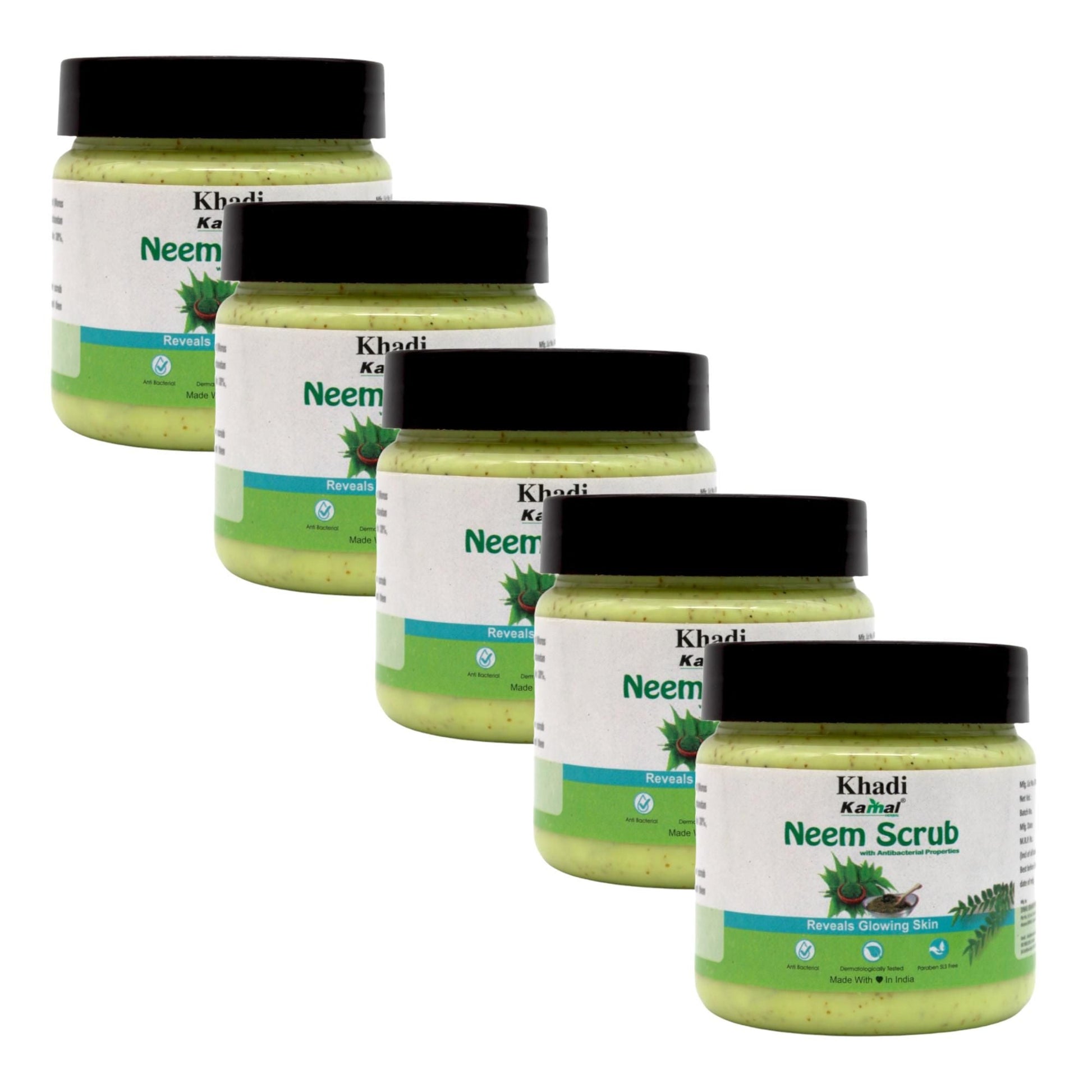 Khadi Kamal Herbal 100 Pure Natural & Organic Neem Face Scrub For Men And Women 180ml Pack of 5 - Premium  from Mystical9 - Just Rs 875 /- Shop now at Mystical9.com