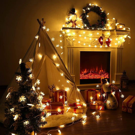 Snowflake Serial String Lights for Decoration (Warm White) - Premium  from Mystical9 - Just Rs 690 /- Shop now at Mystical9.com