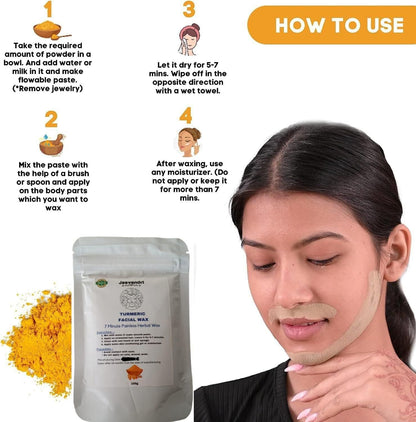 Turmeric Facial Wax - 5 Minute Painless Herbal Wax Powder (100g) - Premium  from Mystical9 - Just Rs 550 /- Shop now at Mystical9.com