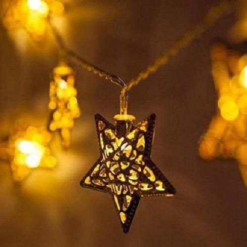 16 Led Golden Metal Star Copper String Fairy Light for Decoration - Warm White - Premium  from Mystical9 - Just Rs 690 /- Shop now at Mystical9.com