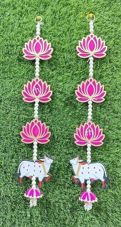 Lotus with Pichwai Cow Wall and Door Hanging - Premium  from Mystical9 - Just Rs 600 /- Shop now at Mystical9.com