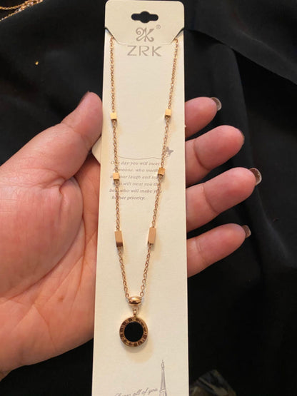 Rose Gold High Quality Gold Plated Stainless Steel Round Necklace - Premium  from Mystical9 - Just Rs 652 /- Shop now at Mystical9.com