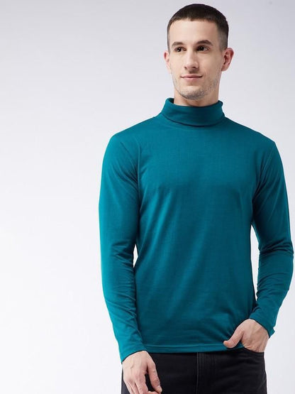 Gritstones Cotton Blend Solid Full Sleeve  High Neck T-Shirt - Premium  from Mystical9 - Just Rs 669 /- Shop now at Mystical9.com