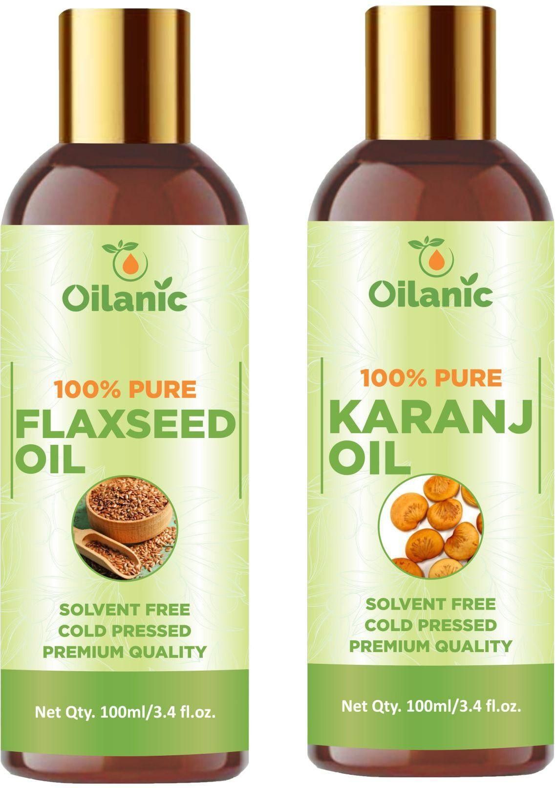 Oilanic Premium Flaxseed Oil & Karanj Oil Combo pack of 2 bottles of 100 ml(200 ml) - Premium  from Mystical9 - Just Rs 600 /- Shop now at Mystical9.com