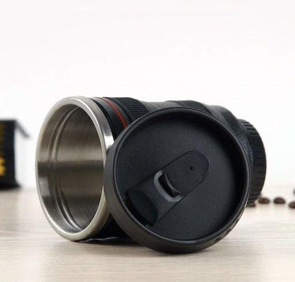 Plastic Camera Lens Shaped Coffee Mug With Lid, 350ml (Black) - Premium  from Mystical9 - Just Rs 650 /- Shop now at Mystical9.com