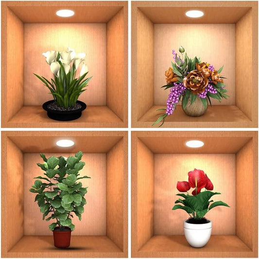 Green Plant Potted 3D Wall Stickers (Set of 4) - Premium  from Mystical9 - Just Rs 800 /- Shop now at Mystical9.com